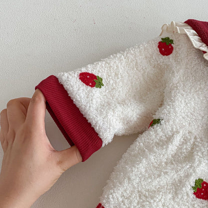 【BABY】冬新作いちご裏起毛カバーオールSK102709