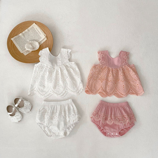 【BABY】夏新作 アイレットフラワー&ハートセットアップSK010229