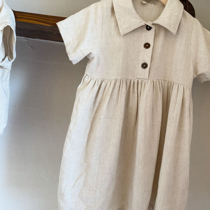 【BABY＆KID】夏新作 ナチュラル亜麻セットアップ、ワンピースSK063016