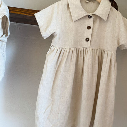 【BABY＆KID】夏新作 ナチュラル亜麻セットアップ、ワンピースSK063016