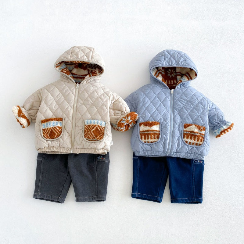 【BABY&KID】冬新作リバーシブル配色中綿ジャケットSK108518