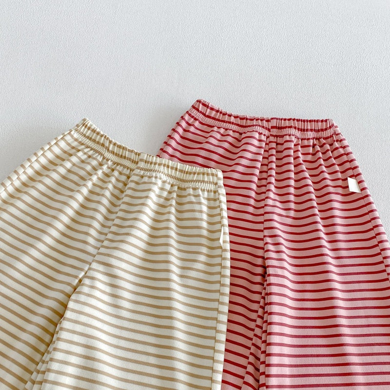 【BABY&KID】夏新作ケープ風半袖Tシャツ＆ボーダーワイドパンツSK105801