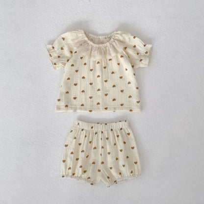【BABY&KID】夏新作 ハートプリントセットアップ、ワンピースSK104929