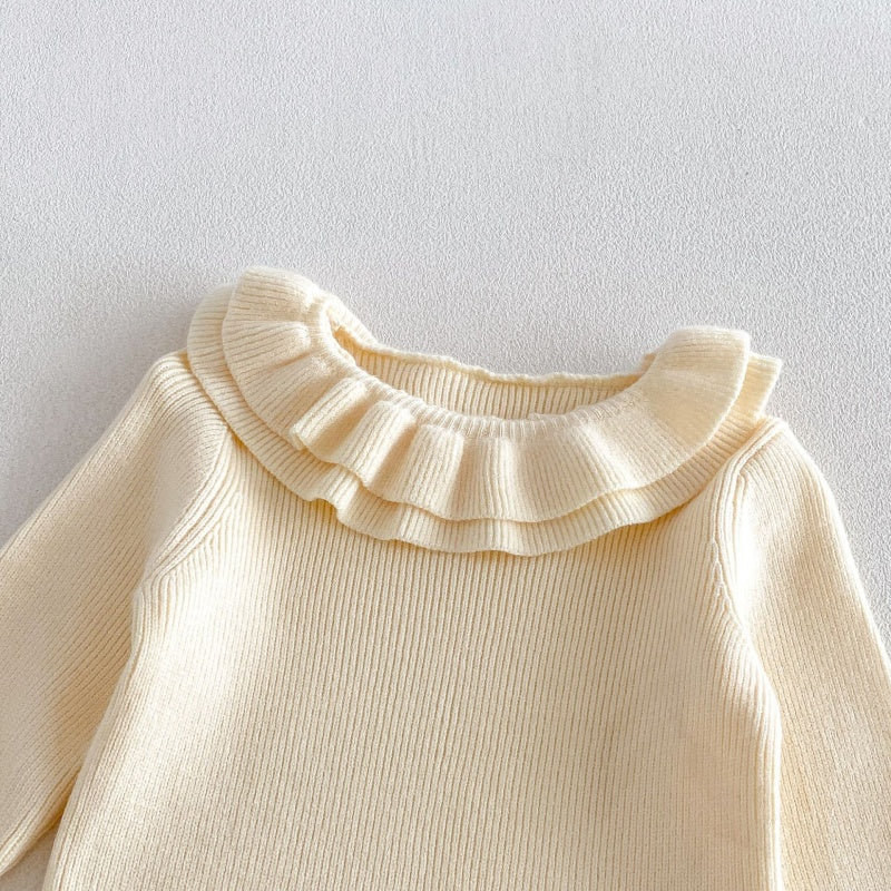 【BABY&KID】ベルベットハート刺繍ワンピース、フリル襟ニットSK108111