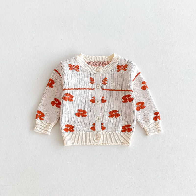【BABY&KID】花柄ニットカーディガンSK092925