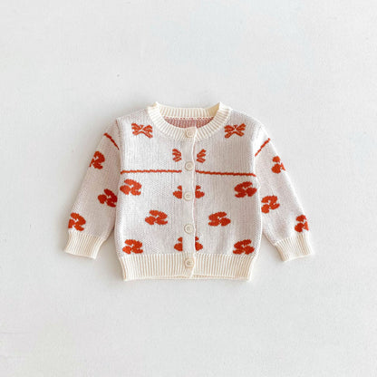 【BABY&KID】花柄ニットカーディガンSK092925