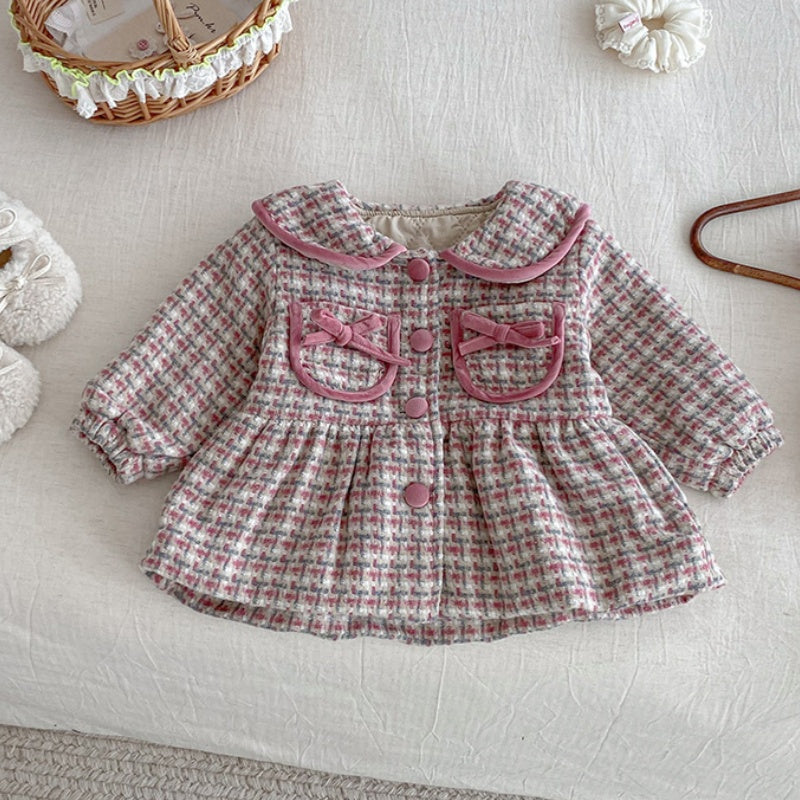 【BABY】冬新作チェック柄ウール中綿コートSK102722