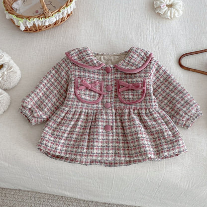 【BABY】冬新作チェック柄ウール中綿コートSK102722