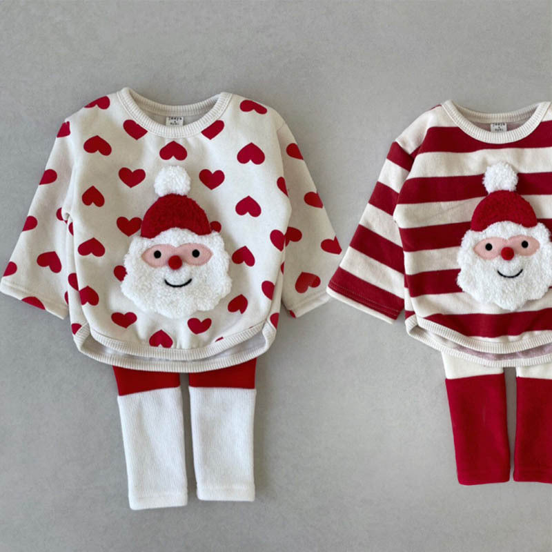 【BABY】サンタハート柄ボーダートレーナーSK102826