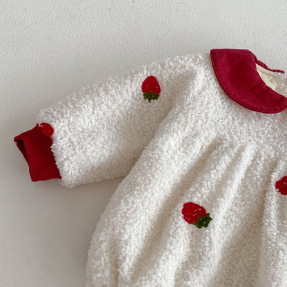 【BABY】冬新作いちご裏起毛カバーオールSK102707