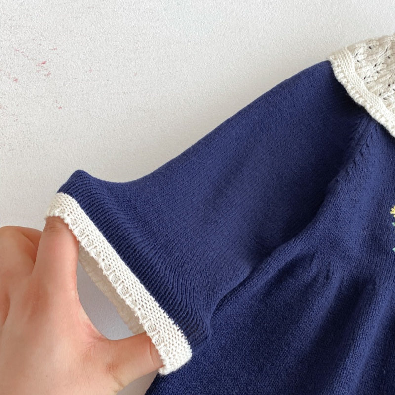 【BABY&KID】小花刺繍ニットワンピースSK092701