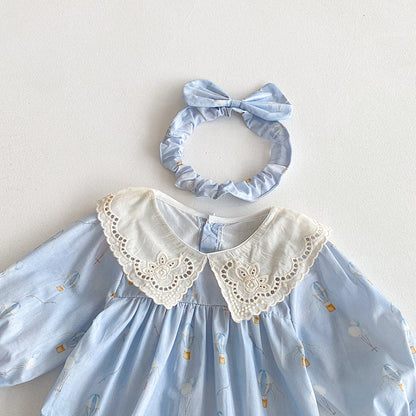 【姉妹服】バルーン刺繍襟ロンパース、ワンピースSK101116