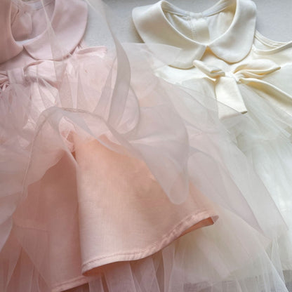 【BABY】夏新作 韓国風多層チュール丸襟ワンピースSK104924