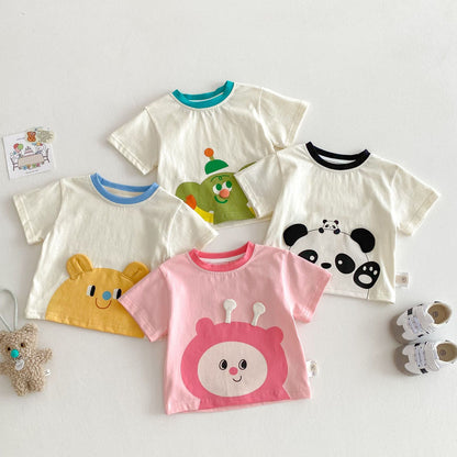 【BABY&KID】夏新作 カートゥーンＴシャツ&チェックパンツSK061803