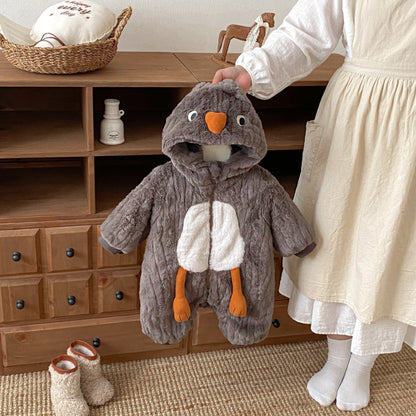 【BABY】うさぎファー風フード裏起毛カバーオールSK102917