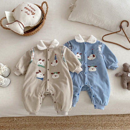 【BABY】コーデュロイ犬刺繍カバーオールSK102914