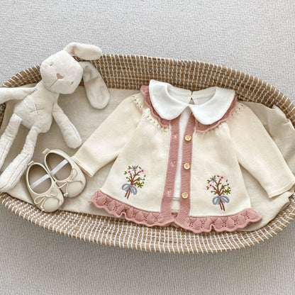 【BABY&KID】レトロ刺繍ニットカーディガンSK092911