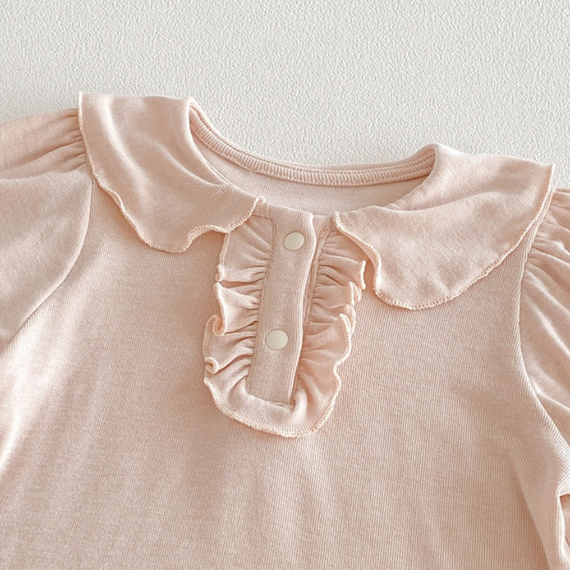 【BABY】夏新作 パフスリーブTシャツ＆レースサロペットショートパンツSK104817