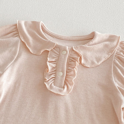 【BABY】夏新作 パフスリーブTシャツ＆レースサロペットショートパンツSK104817