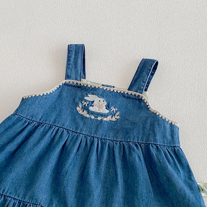 【BABY】夏新作カートゥーン刺繍デニムセットアップSK105312