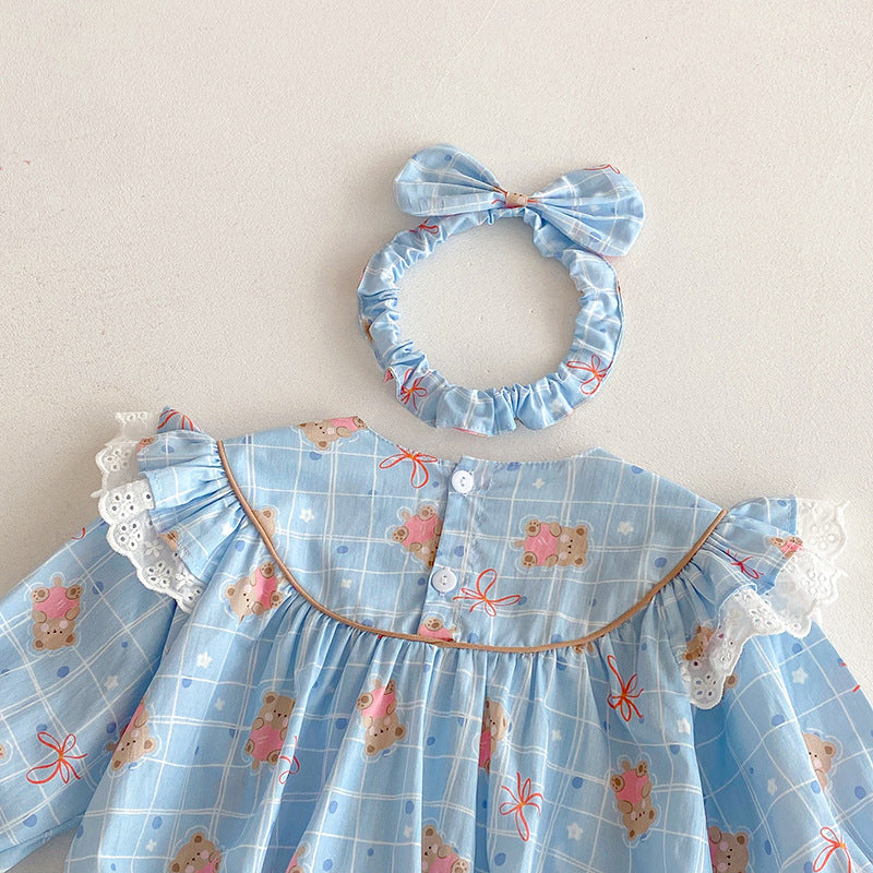 【姉妹服】ハートくまロンパース、ワンピースSK101123