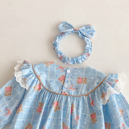 【姉妹服】ハートくまロンパース、ワンピースSK101123