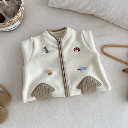 【BABY】冬新作おうち刺繍カバーオールSK102504