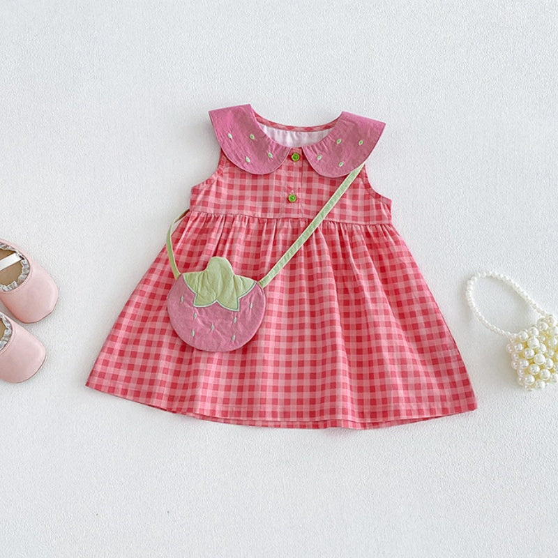 【BABY】夏新作コットンチェックロンパース、ワンピースSK105706