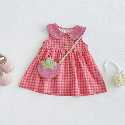 【BABY】夏新作コットンチェックロンパース、ワンピースSK105706