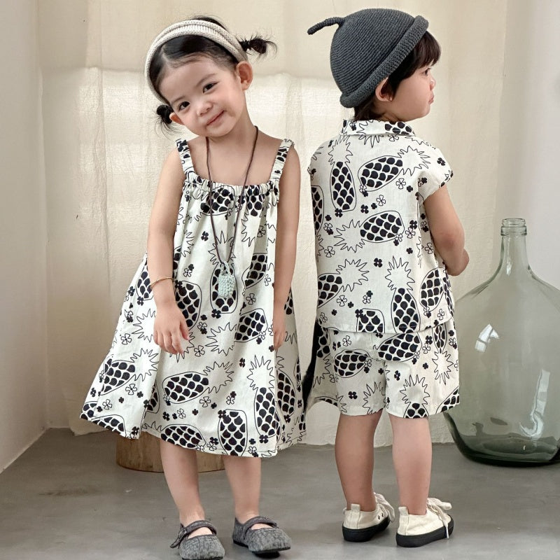 【BABY&KID】夏新作パイナップルプリントセットアップ、ワンピースSK104715