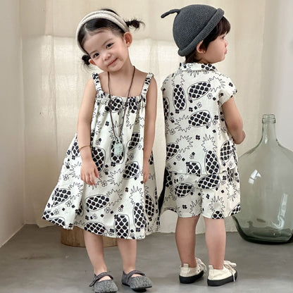 【BABY&KID】夏新作パイナップルプリントセットアップ、ワンピースSK104715