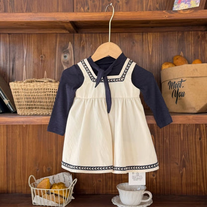 【BABY】スクエアネックワンピース、コットン長袖トップスSK107418