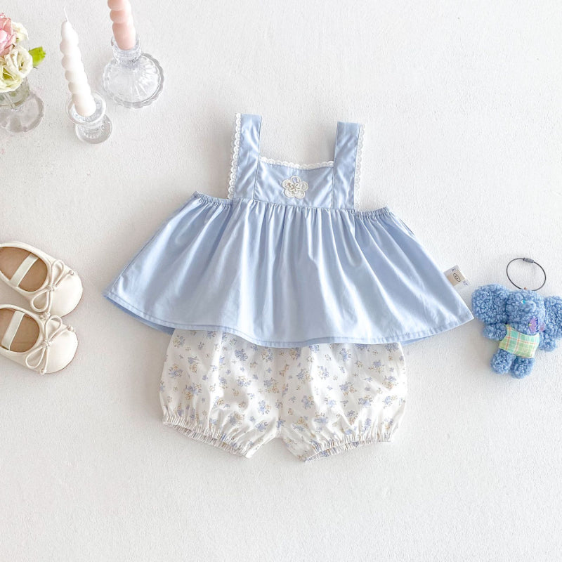 【BABY&KID】夏新作 無地キャミソール、花柄ショートパンツSK080614