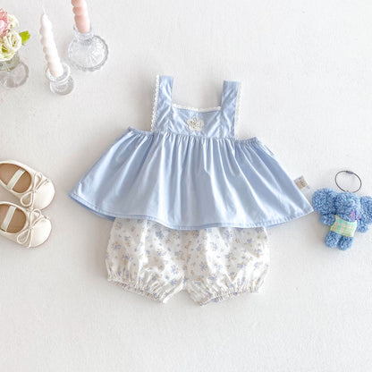 【BABY&KID】夏新作 無地キャミソール、花柄ショートパンツSK080614