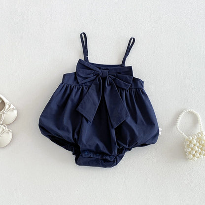 【BABY】蝶結びサロペットロンパース＆刺繍ロゴトップスSK106811