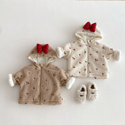 【BABY&KID】冬新作蝶結び＆小花柄キルティングコートSK102904