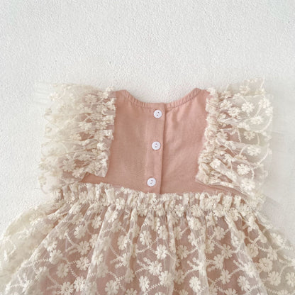 【BABY】夏新作 レース刺繍ロンパースワンピースSK080105