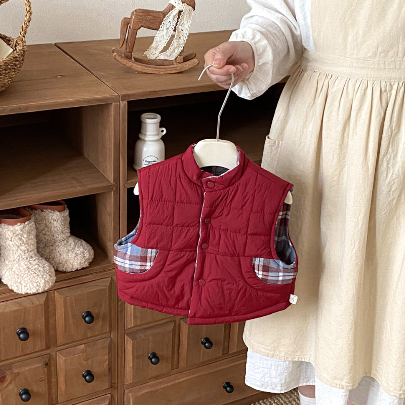 【BABY&KID】冬新作刺繍カートゥーンリバーシブルベストSK102517