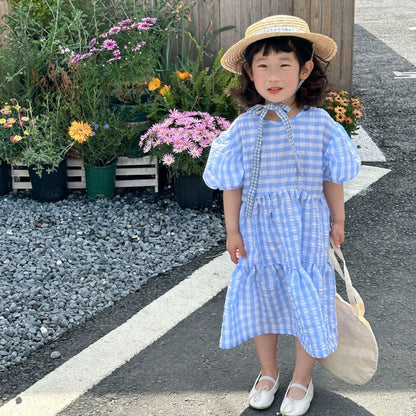 【BABY&KID】夏新作 ブルーチェックセットアップ、ワンピースSK072110