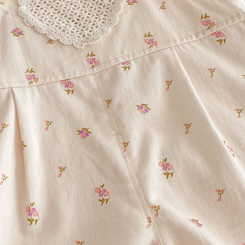 【BABY&KID】小花柄サロペット、刺繍襟シャツSK107212