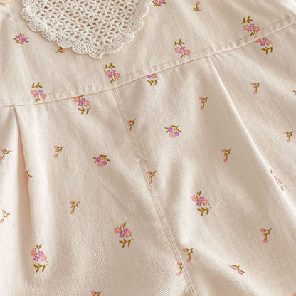 【BABY&KID】小花柄サロペット、刺繍襟シャツSK107212