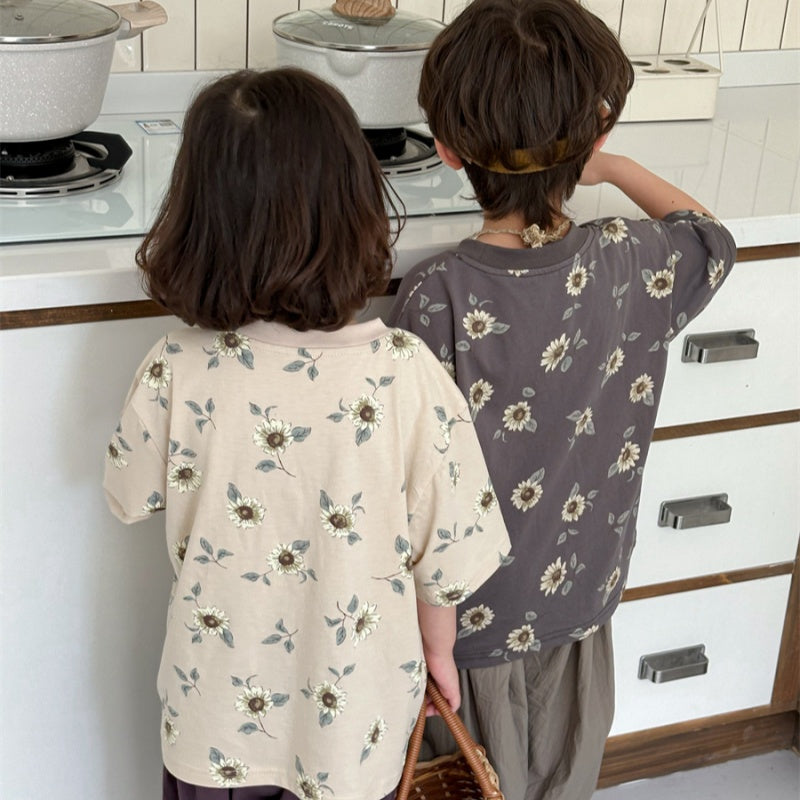 【BABY&KID】夏新作 フラワープリント半袖Tシャツ、シャツSK080513