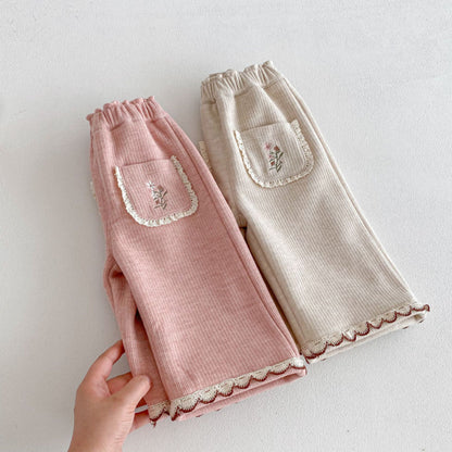 【BABY&KID】冬新作刺繍入りあったかカジュアルパンツSK103028