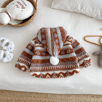 【BABY&KID】冬新作レトロ裏起毛ジャカードジャケットSK102902