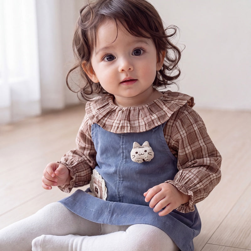 【BABY】チェックシャツ＆デニムジャンパースカートSK107806