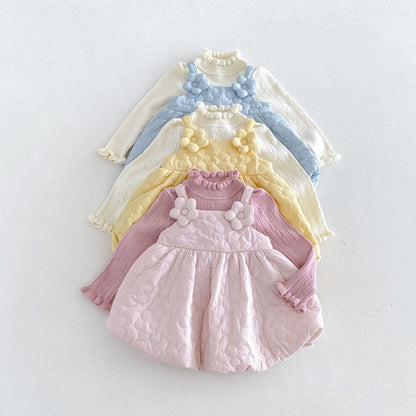 【BABY&KID】冬新作厚手フラワーワンピース、ハイネックニットSK107725