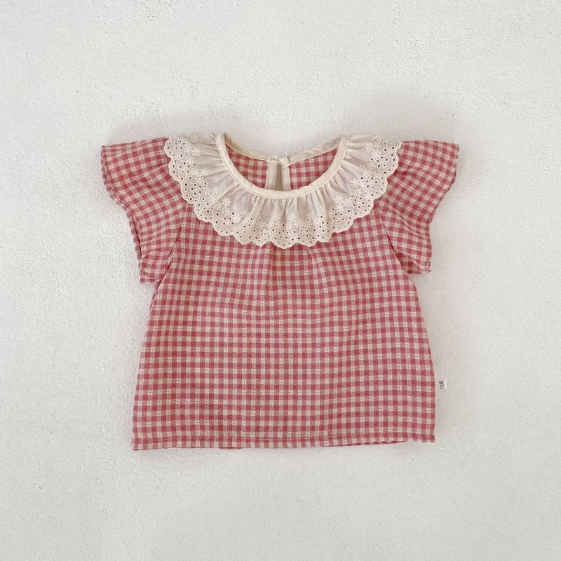【BABY&KID】夏新作フリル襟チェックセットアップSK105408