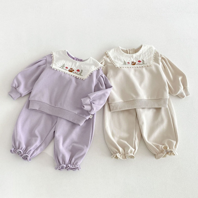 【BABY&KID】刺繍スクエアネックセットアップSK106608