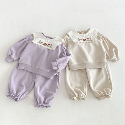 【BABY&KID】刺繍スクエアネックセットアップSK106608