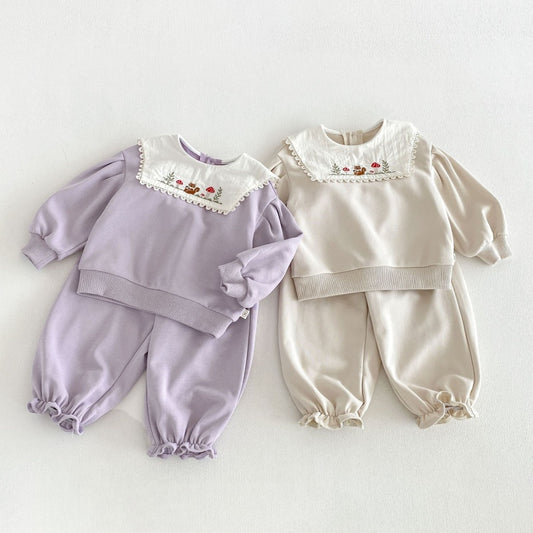 【BABY&KID】刺繍スクエアネックセットアップSK106608